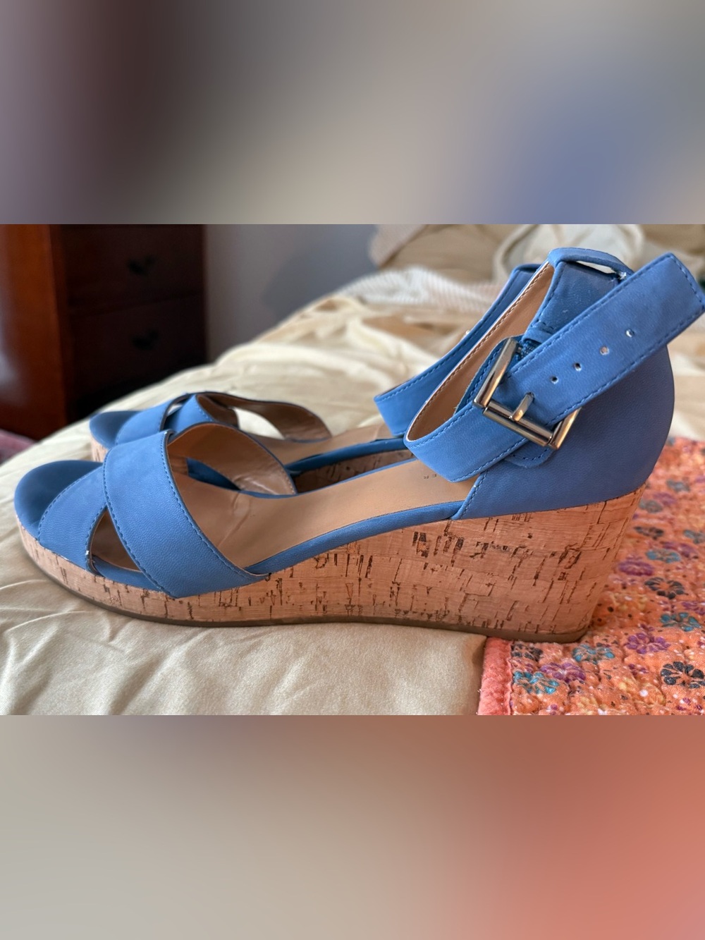 Tommy Hilfiger Blue Cork Wedge Sandals